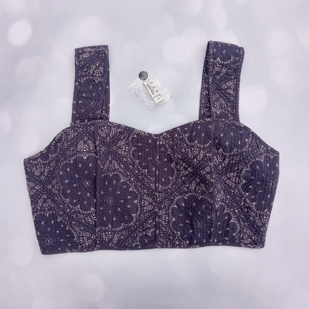 Madewell Quilted Sweetheart‎ Crop Top Midnight. NWT (size 10)